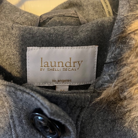 Grey pea coat with lined hood - Picture 3 of 4